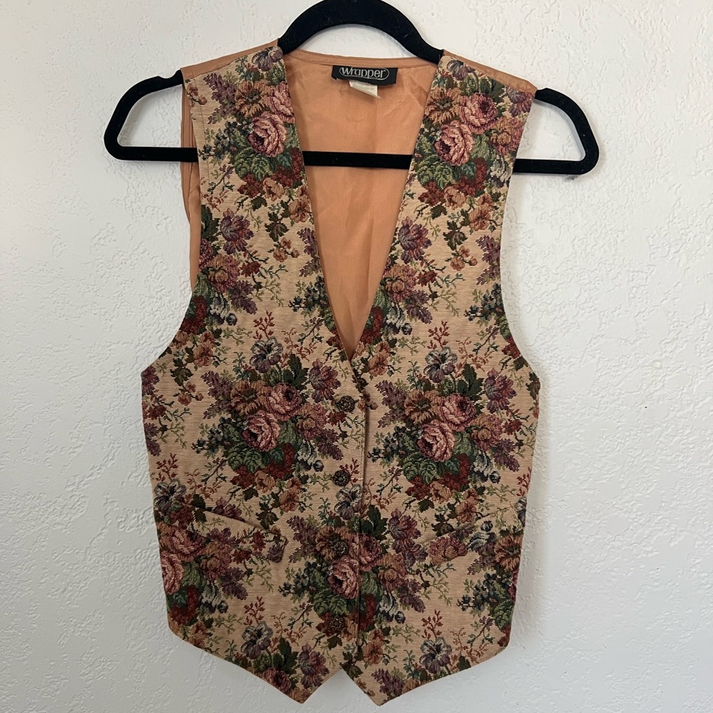 Vintage Floral Tapestry Button Up Vest